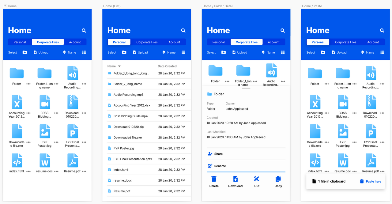Home page and clipboard