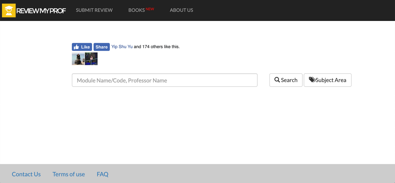 ReviewMyProf homepage
