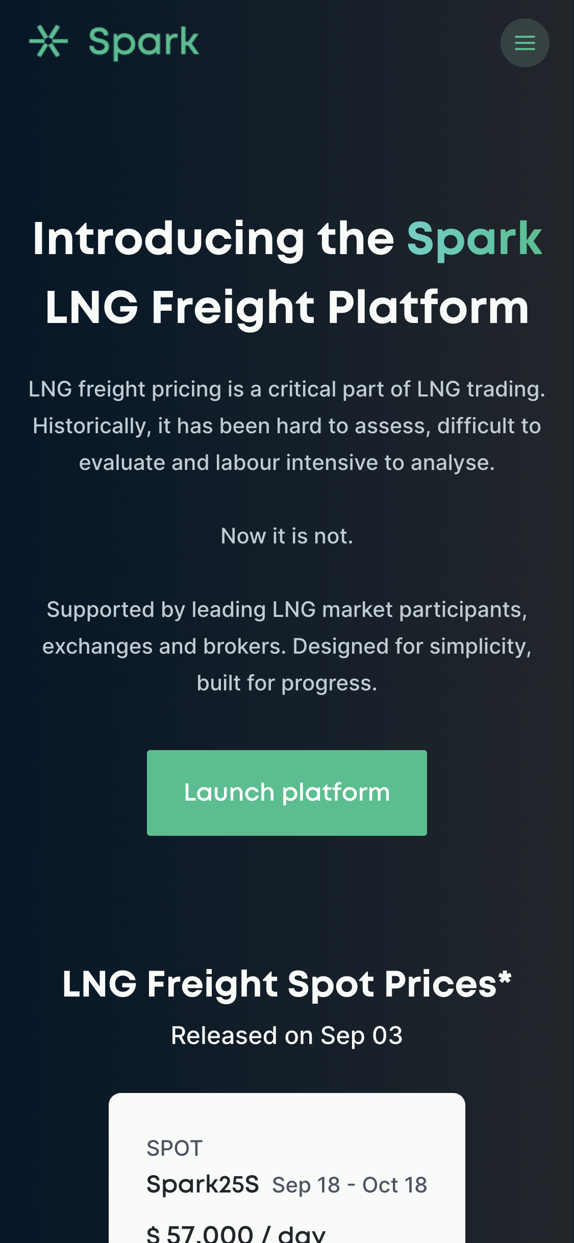 Landing slide mobile view